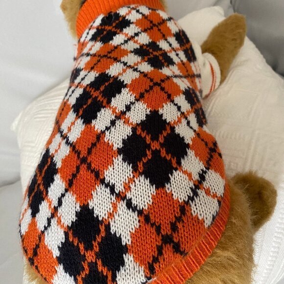 Pet Dog Cat Argyle Knitted Winter Sweater - Picture 2 of 12